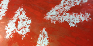 21- 5.23.14- BPC6 5th mtg table painting & leaf prints (Ella)5